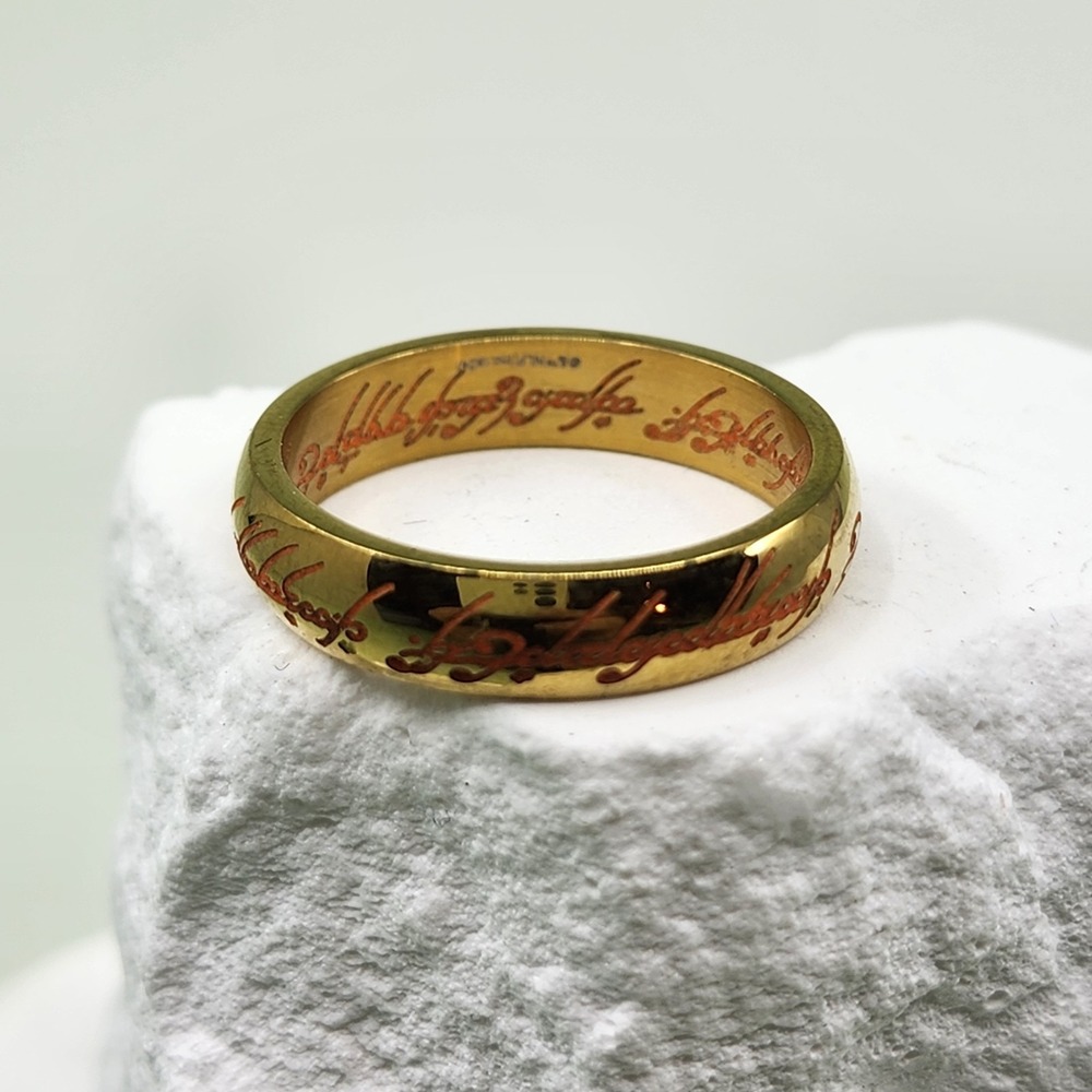 NLP, Inc Lord of the Rings One Ring Gold Tone Tengwar Inscription Band Licensed